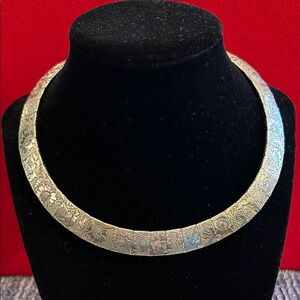 Etched Silver Choker Necklace